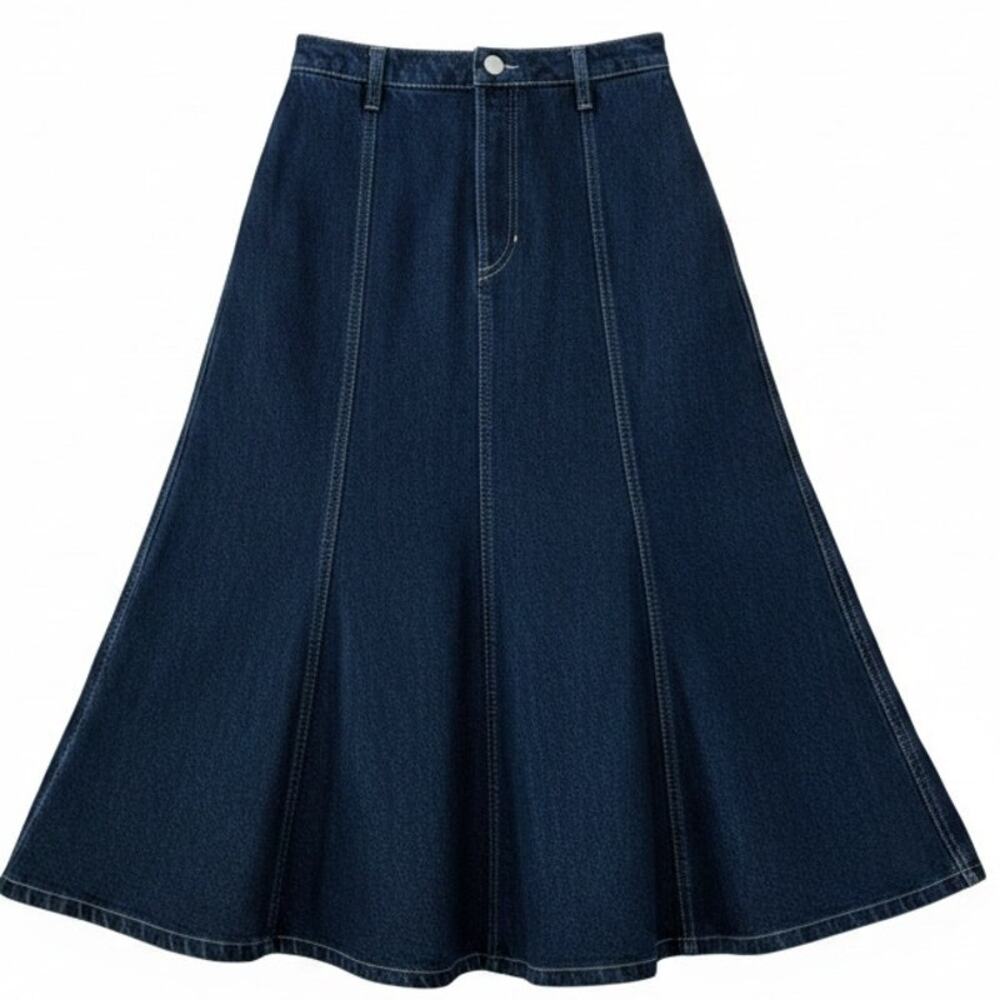 Banana Republic Dark Denim Midi Skirt Flare NWT Size 8